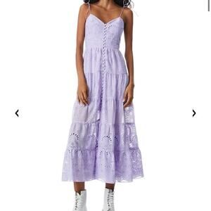 Alice + Olivia Shanti Broderie Anglaise A-Line Midi Dress Lavender Women Size 14